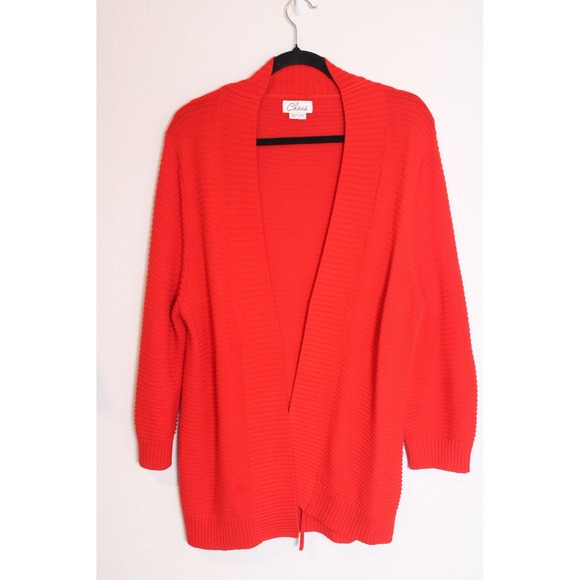 Chaus Red Knit Cardigan Open Front Ribbed Casual Warm‎ Layering 2XL - Picture 1 of 5